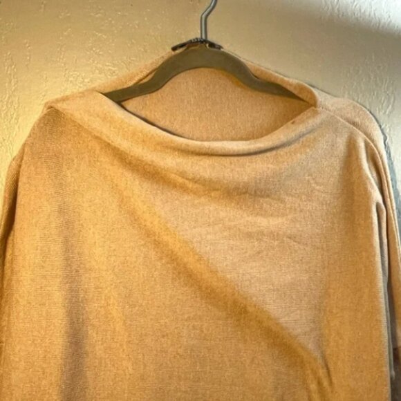 CBR Beige Tan Wide Cowl Neck Sweater Size Medium Scoop Minimalist Casual - Picture 4 of 9